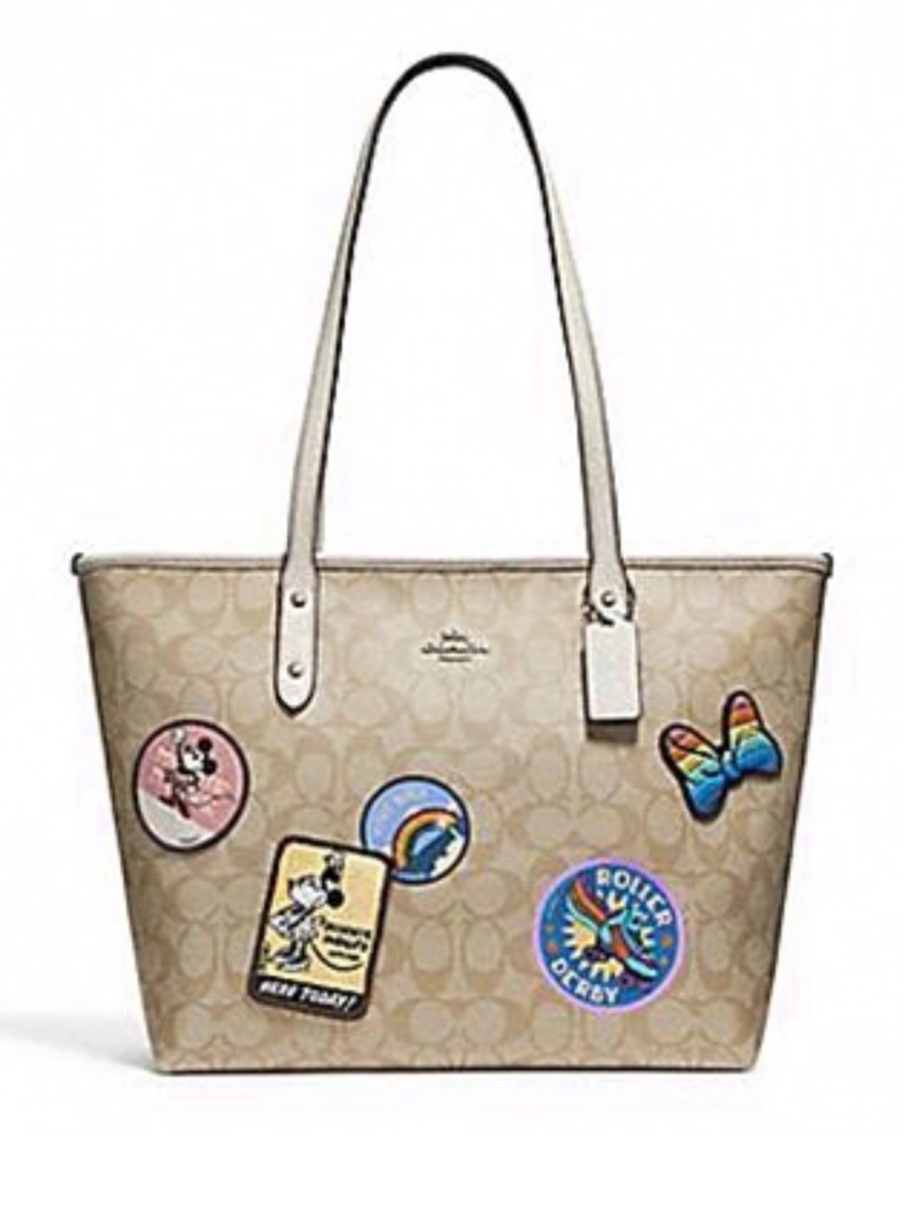 Coach X Disney Minnie Signature Patches City Zip Tote Limited Edition